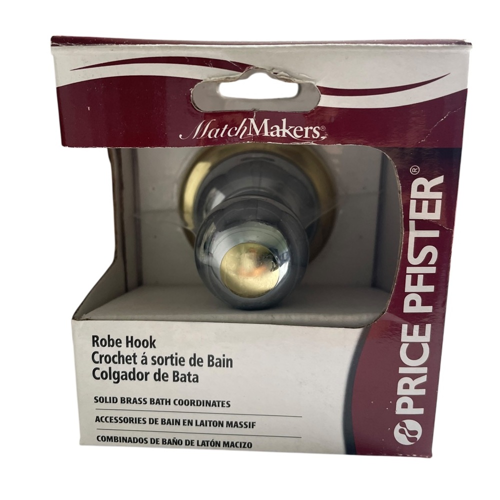 MatchMakers Robe Hook - Solid Brass‎ and Silver New in Package